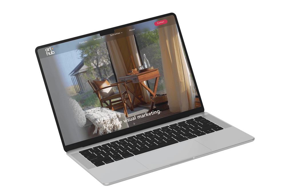 Art Hub website on a laptop