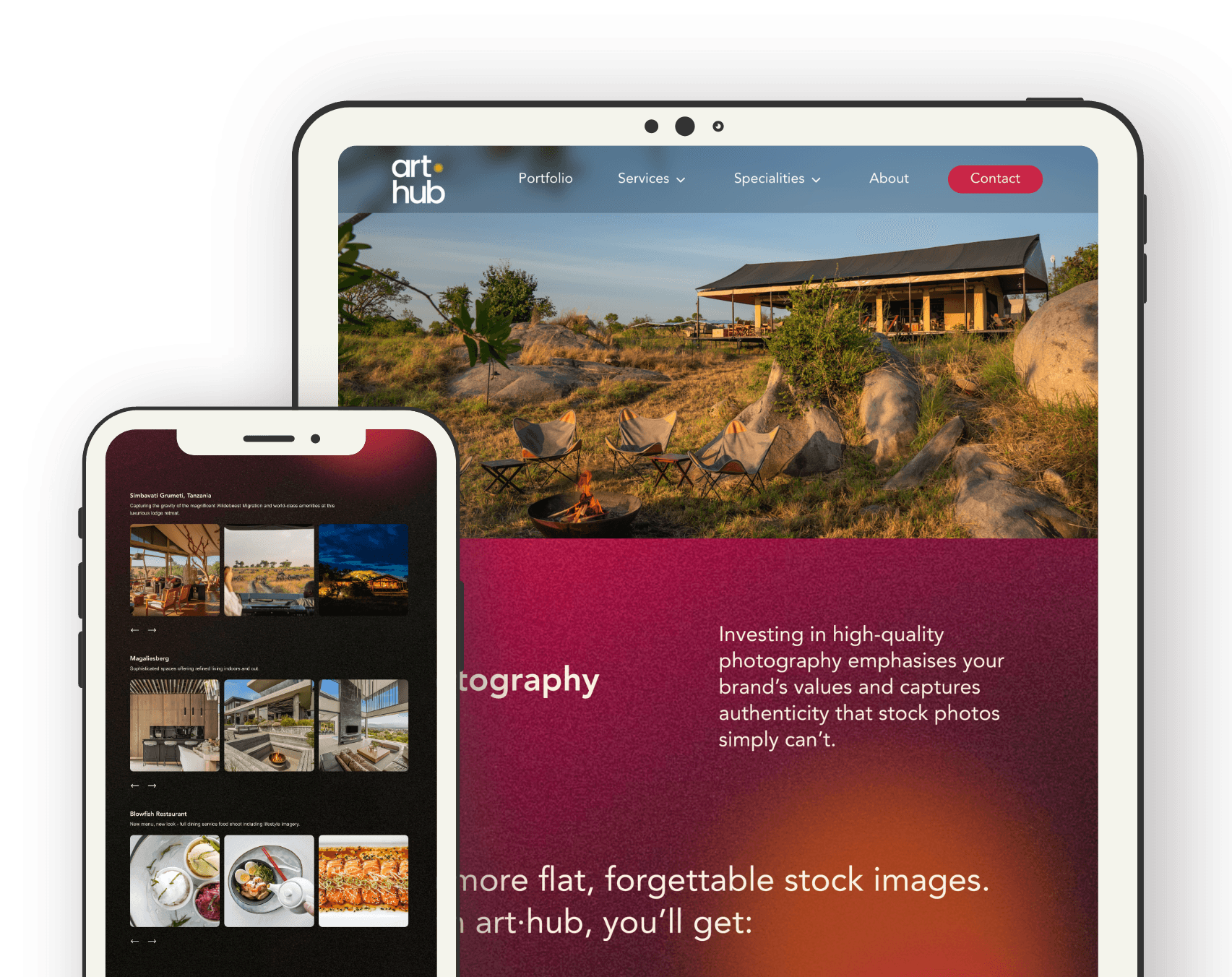Art Hub responsive mockups